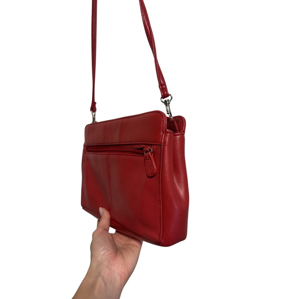 Vintage Laura Scott Red Leather Crossbody Shoulder Bag - Picture 10 of 10